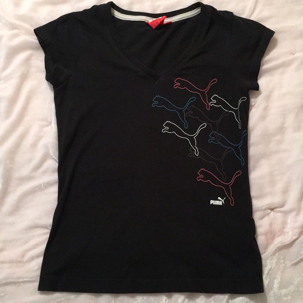 Black Puma vneck tshirt